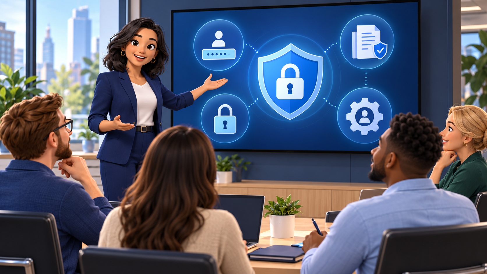 Team learning about digital security and data protection